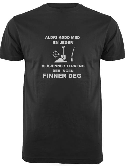 Hovedbilde ALDRI KØDD MED EN JEGER - T-SKJORTE